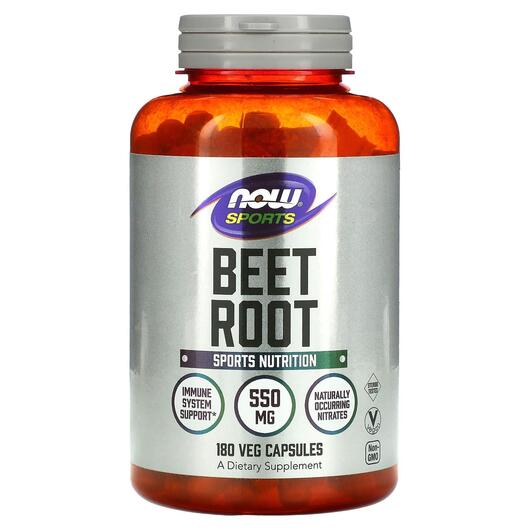 Основне фото товара NOW, Sports Beet Root 550 mg, Червоний буряк 550 мг, 180 капсул
