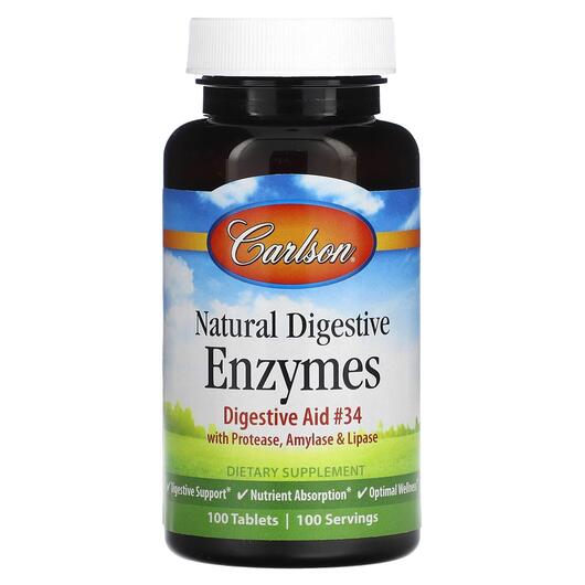 Основне фото товара Carlson, Natural Digestive Enzymes, Ферменти, 100 таблеток