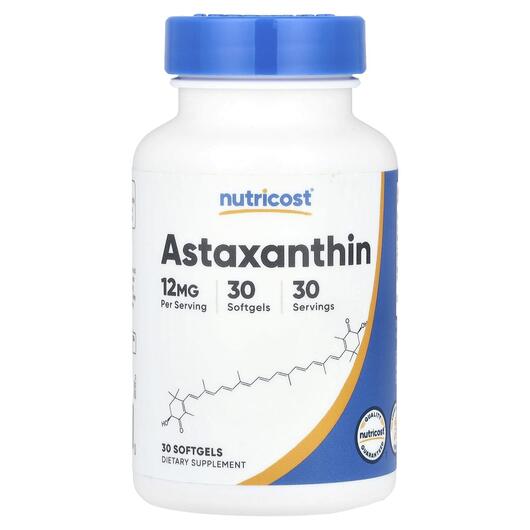 Основне фото товара Nutricost, Astaxanthin 12 mg, Астаксантин, 30 капсул
