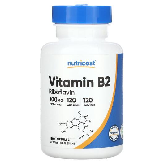 Основне фото товара Vitamin B2 Riboflavin 100 mg, Вітамін В2 Рибофлавін, 120 капсул