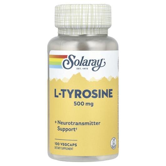 Основне фото товара Solaray, L-Tyrosine 500 mg, L-Тирозин, 100 капсул