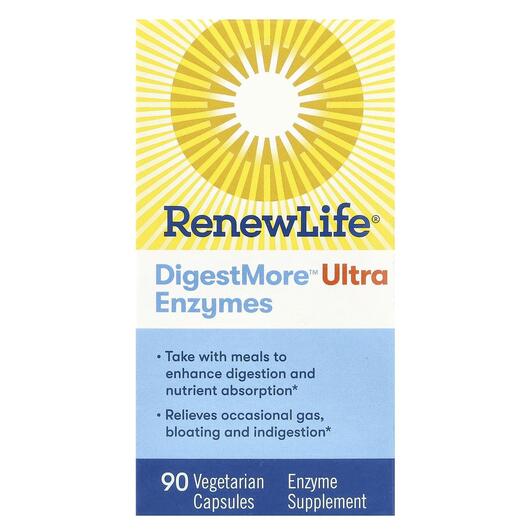Основне фото товара Renew Life, DigestMore Ultra Enzymes, Ферменти, 90 капсул