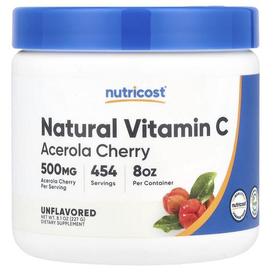 Основне фото товара Nutricost, Natural Vitamin C Unflavored, Вітамін C, 227 г