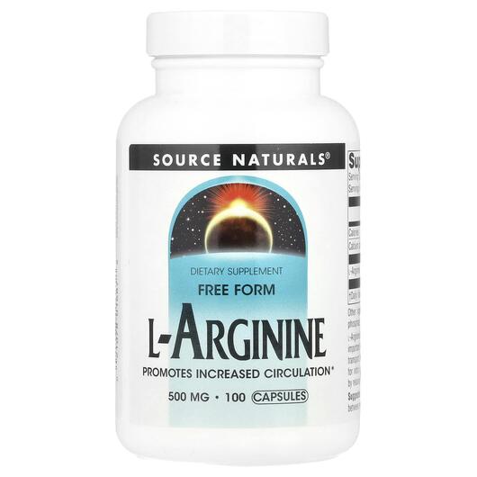 Основне фото товара L-Arginine Free Form, L-Аргінін у вільній формі 500 мг, 100 капсу
