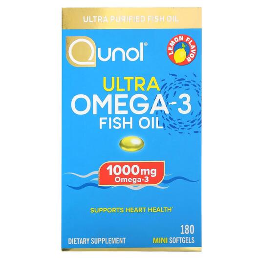 Основне фото товара Ultra Omega-3 Fish Oil Lemon 500 mg, Омега 3, 180 Mini Softgels