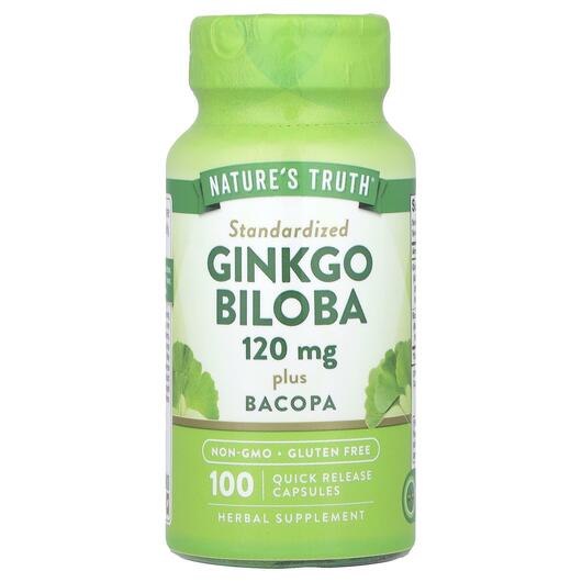 Основне фото товара Ginkgo Biloba Plus Bacopa 120 mg, Гінкго Білоба, 100 капсул