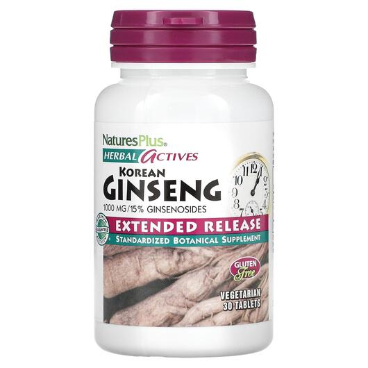 Основне фото товара Herbal Actives Korean Ginseng Extended, Женьшень звичайний, 30 ка