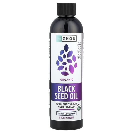 Основне фото товара Zhou Nutrition, Black Seed Oil, Олія Чорного Кмину, 240 мл