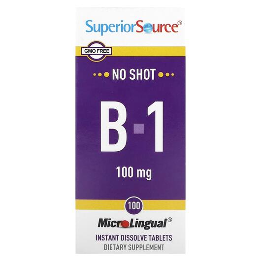 Основне фото товара Superior Source, B-1 100 mg, Вітамін B1 Тіамін, 100 таблеток