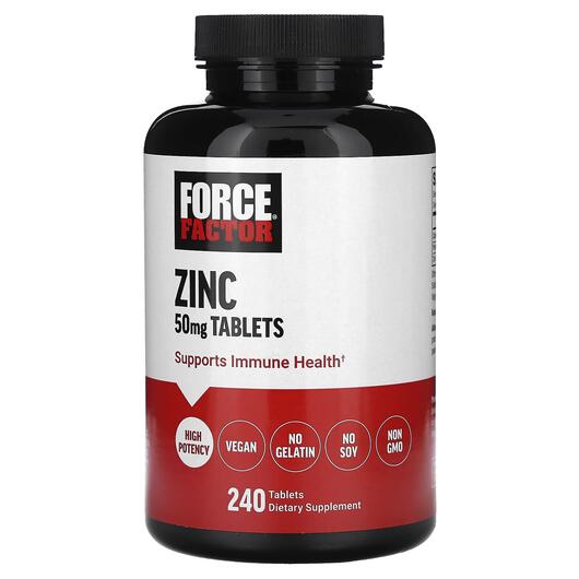 Основне фото товара Force Factor, Zinc 50 mg, Цинк, 240 таблеток