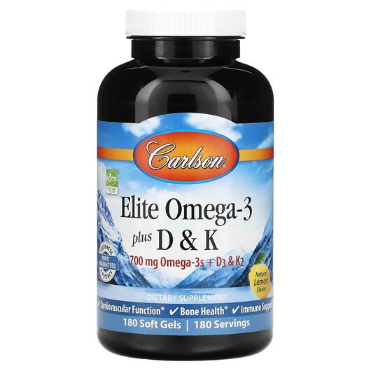 Основне фото товара Elite Omega-3 Plus D & K, Риб'ячий жир Омега-3, 180 капс