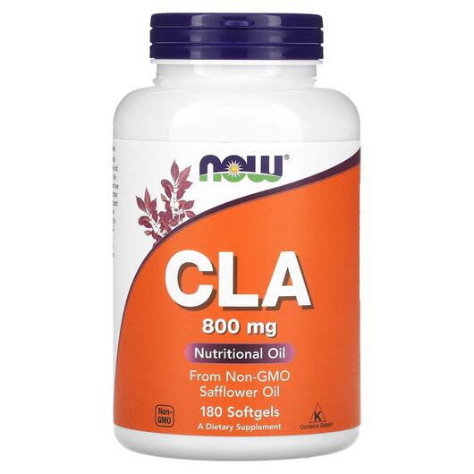 Основне фото товара NOW, CLA 800 mg, Лінолева кислота 800 мг, 180 капсул