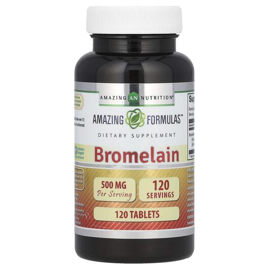 Основне фото товара Amazing Nutrition, Bromelain 500 mg, Бромелайн, 120 таблеток