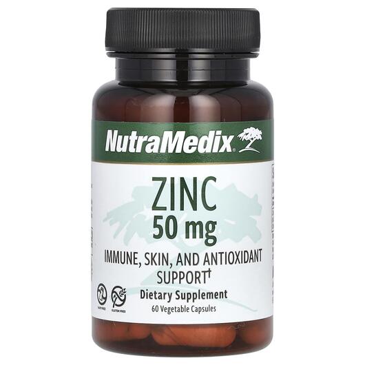 Основне фото товара Zinc Immune Skin and Antioxidant Support 50 mg, Цинк, 60 капсул