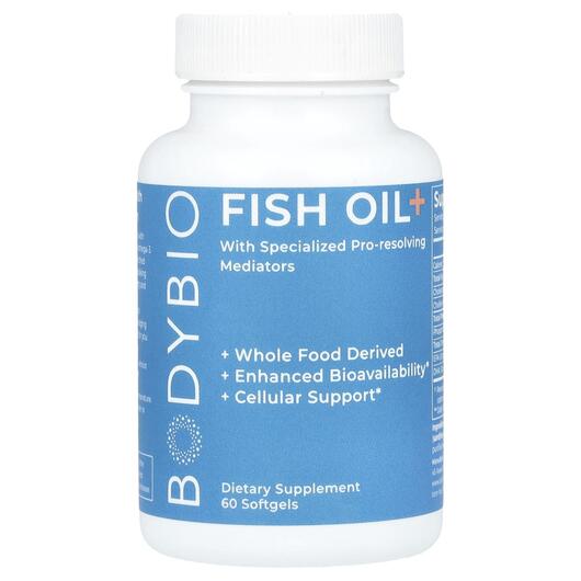 Основне фото товара BodyBio, Fish Oil+, Омега 3, 60 капсул