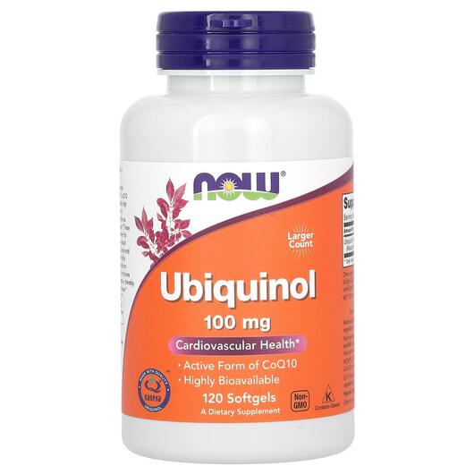 Основне фото товара NOW, Ubiquinol 100 mg, Убіхінол 100 мг, 120 капсул