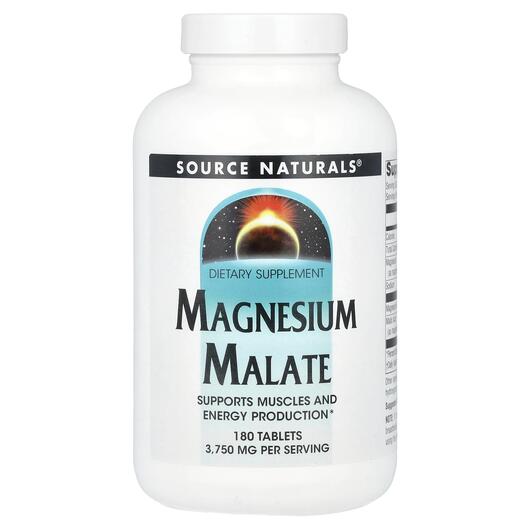 Основне фото товара Source Naturals, Magnesium Malate 180, Магній Малат, 180 таблеток