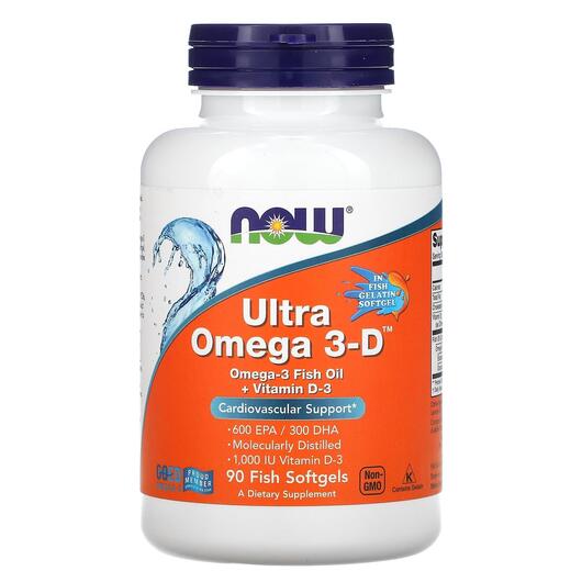 Основне фото товара NOW, Ultra Omega 3-D, Omega-3 з D3, 90 капсул