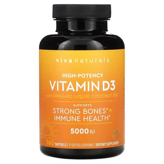 Основне фото товара Vitamin D3 with Organic Coconut, Вітамін D3 Холекальциферол, 360 