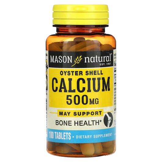 Основне фото товара Mason, Oyster Shell Calcium 500 mg, Кальцій, 100 таблеток