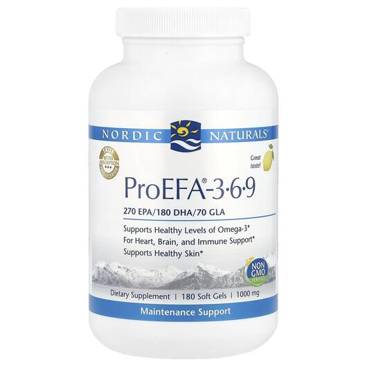Основне фото товара Nordic Naturals, ProEFA 3-6-9, Омега 3, 180 капсул