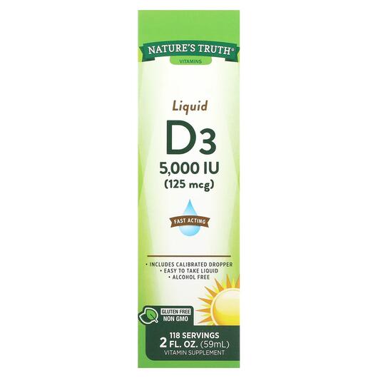Основне фото товара Vitamins Liquid D3 125 mcg 5000 IU, Вітаміни, 59 мл