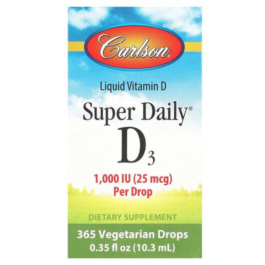 Основне фото товара Super Daily D3 1000 IU, Вітамін D3 Холекальциферол, 10.3 мл