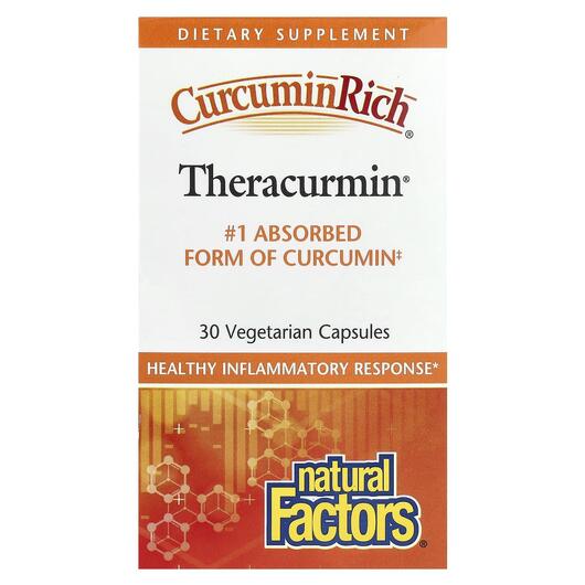 Основне фото товара Natural Factors, Curcumin Rich Theracurmin, Куркумін, 30 капсул