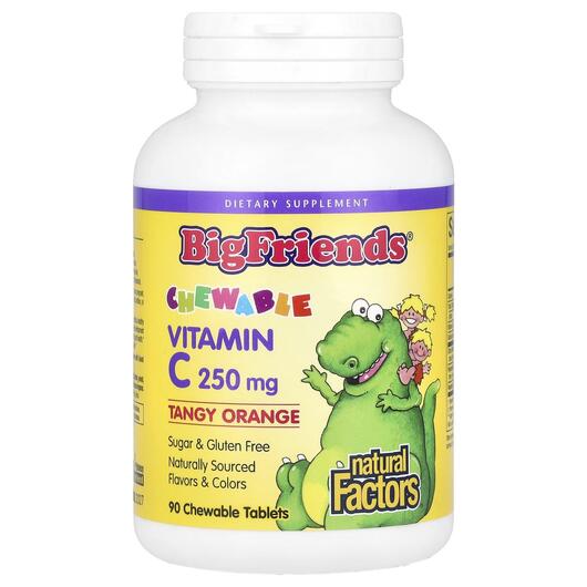 Основне фото товара Big Friends Chewable Vitamin C Tangy Orange, Вітамін C, 90 таблет