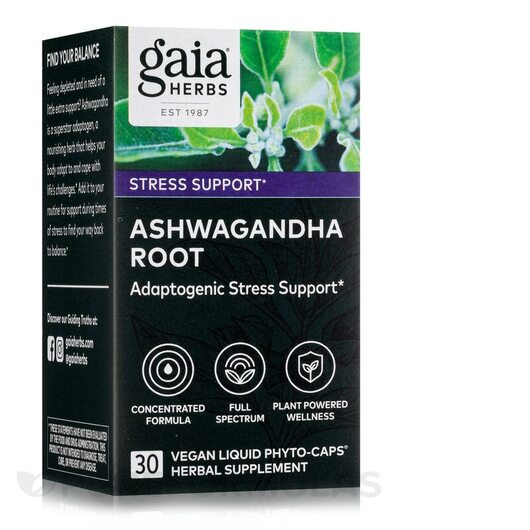 Основне фото товара Gaia Herbs, Ashwagandha Root, Ашваганда, 30 капсул
