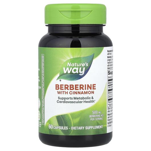 Основне фото товара Nature's Way, Berberine With Cinnamon, Берберин, 60 капсул