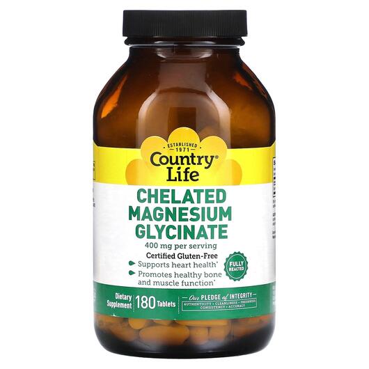 Основне фото товара Chelated Magnesium Glycinate, Гліцинат магнію, 180 таблеток