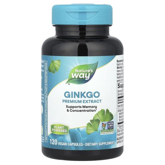 Основне фото товара Nature's Way, Ginkgo Standardized, Гінкго Білоба, 120 капсул