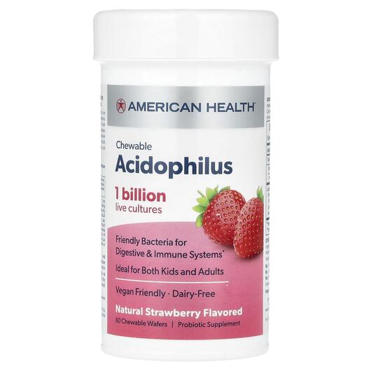 Основне фото товара American Health, Chewable Acidophilus, Ацидофілус, 60 конфет
