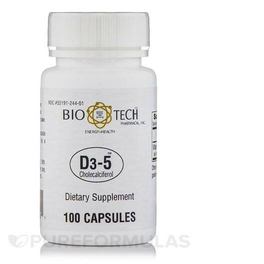 Основне фото товара D3-5 Cholecalciferol, Вітамін D3 Холекальциферол, 100 капсул