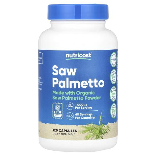 Основне фото товара Nutricost, Saw Palmetto 500 mg, Со Пальметто, 120 капсул