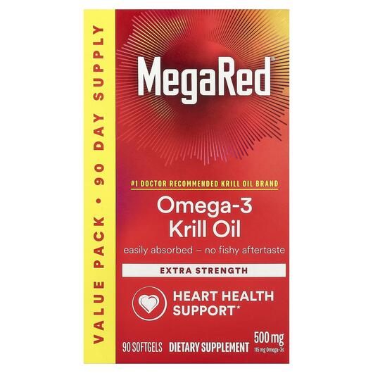 Основне фото товара Schiff, MegaRed Superior Omega-3 Krill Oil, Омега 3, 90 капсул