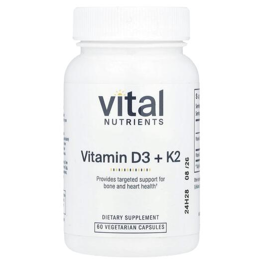Основне фото товара Vital Nutrients, K2-7 + D3, Вітаміни D3 K2, 60 капсул