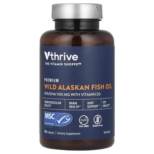 Основне фото товара Vthrive, Premium Wild Alaskan Fish Oil, Омега 3, 60 капсул