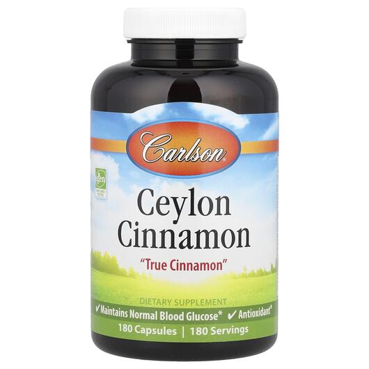 Основне фото товара Carlson, Ceylon Cinnamon, Екстракт кориці, 180 капсул