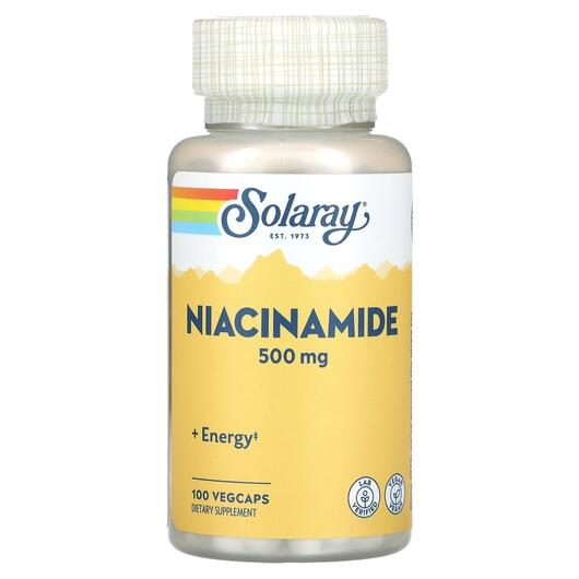 Основне фото товара Solaray, Niacinamide 500 mg, Ніацинамід 500 мг, 100 капсул