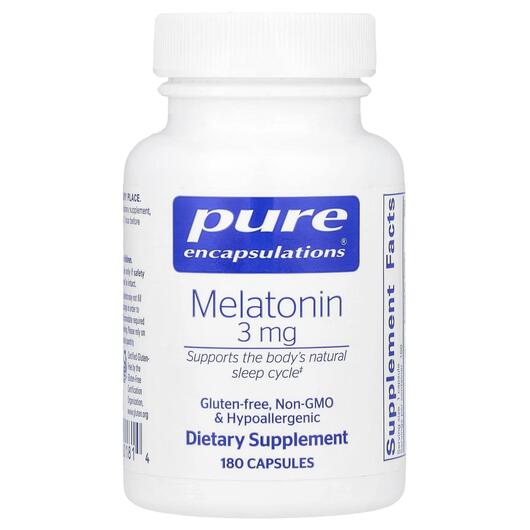 Основне фото товара Pure Encapsulations, Melatonin 3 mg, Мелатонін, 180 капсул