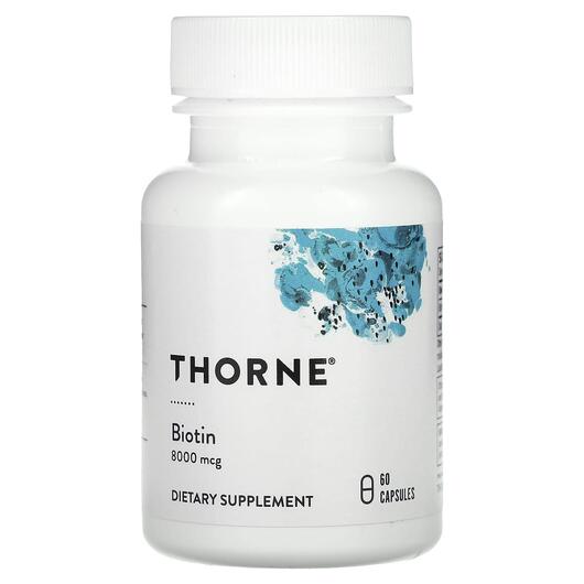 Основне фото товара Thorne, Biotin-8 60, Вітамін B7 Біотин, 60 капсул