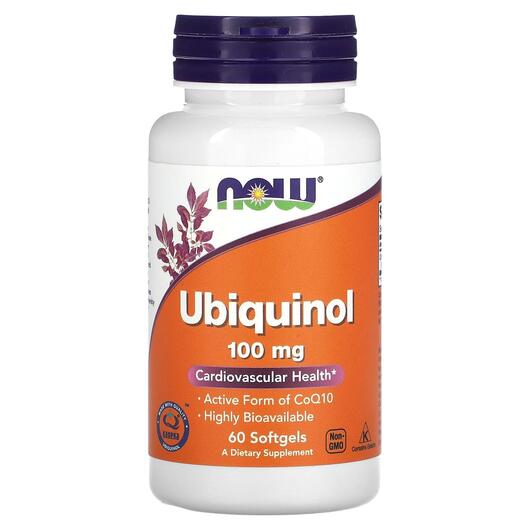 Основне фото товара NOW, Ubiquinol 100 mg, Убіхінол 100 мг, 60 капсул