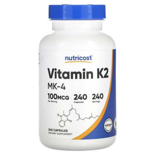 Основне фото товара Nutricost, Vitamin K2 100 mcg, Вітамін K2, 240 капсул