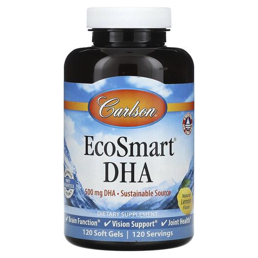 Основне фото товара Carlson, EcoSmart DHA Natural Lemon 500 mg, ДГК, 120 капсул