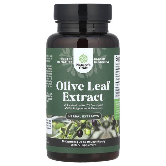Основне фото товара Nature's Craft, Olive Leaf Extract, Листя оливи, 30 капсул
