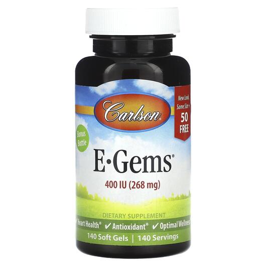 Основне фото товара E-Gems 400 IU 268 mg 90 +, Вітамін E Токофероли, 44 капсул