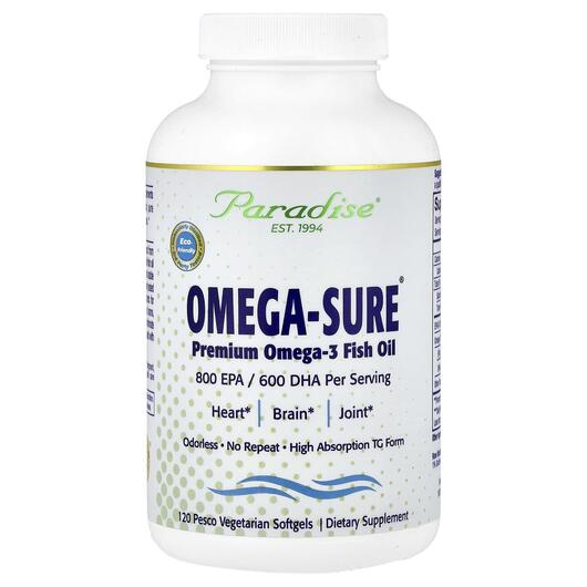 Основне фото товара Omega-Sure Premium Omega 3, Омега 3, 120 Pesco-Vegetarian Softgel