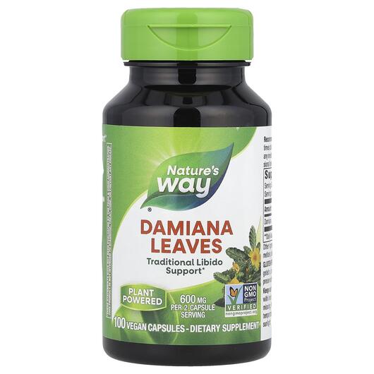 Основне фото товара Damiana Leaves 400 mg, Даміана 400 мг Листя, 100 капсул